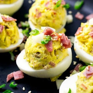 Muffaletta Deviled Eggs