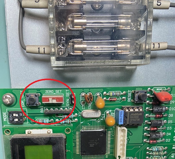 ZERO SET (zero calibration) on the receiver board