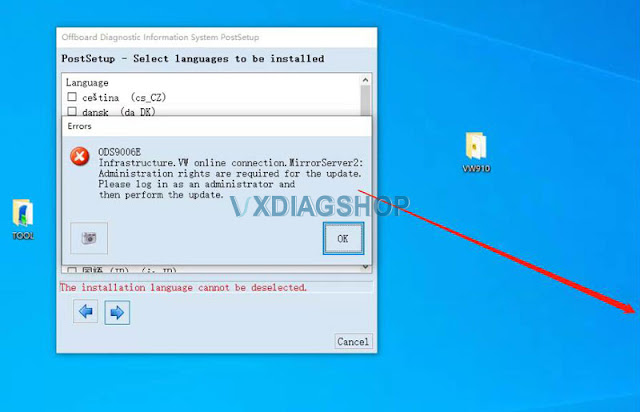 VXDIAG VCX SE 6154 ODIS 9.1.0 DS9006E Error