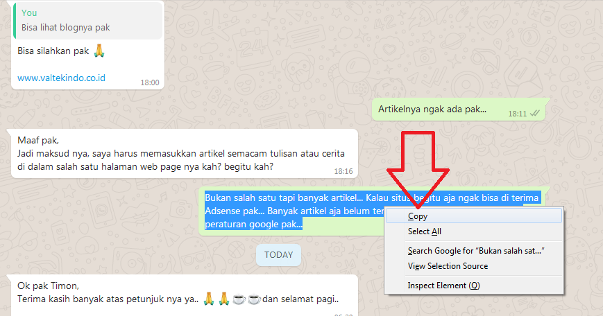 Cara copy Chat Whatsapp (WA) dengan mudah dan Cepat