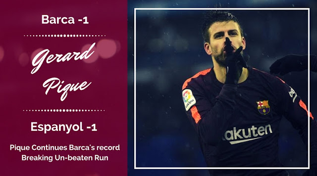 Gerard Pique scored the equalizer which helped FC Barcelona to maintain their unbeaten start to the league