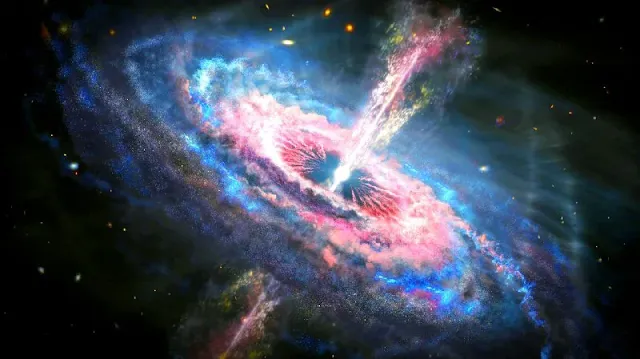 Un detalle intrigante sobre el agujero negro en el cuásar J0529-4351 es su increíble capacidad para consumir materia a una velocidad récord. Este agujero negro supermasivo tiene una masa equivalente a 17 mil millones de soles y devora materia a un ritmo que equivale a la cantidad de materia de un sol cada día.