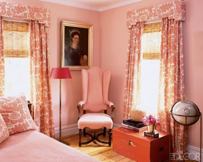 Pink Hamptons bedroom, luxury bedroom design, guest bedroom