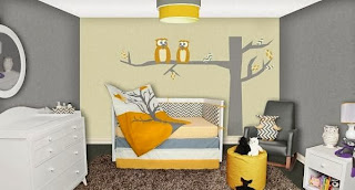 Habitación amarillo gris