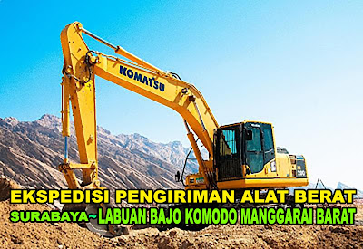 JASA EKSPEDISI PENGIRIMAN ALAT BERAT TOWER CRANE MOBIL CRAWLER  CRANE BULDOSER EXCAVATOR KOMATSU PC200 300 KOBELCO SK200 CATERPILLAR CAT320 HITACHI ZX200 SURABAYA MAKASSAR SURABAYA KE LABUAN BAJO KOMODO MANGGARAI BARAT NUSA TENGGARA TIMUR MURAH