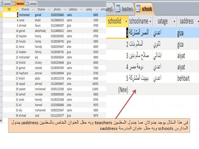 شرح طريقة استخدام المعامل In فى جمل SQL في برنامج الاكسيس MS access