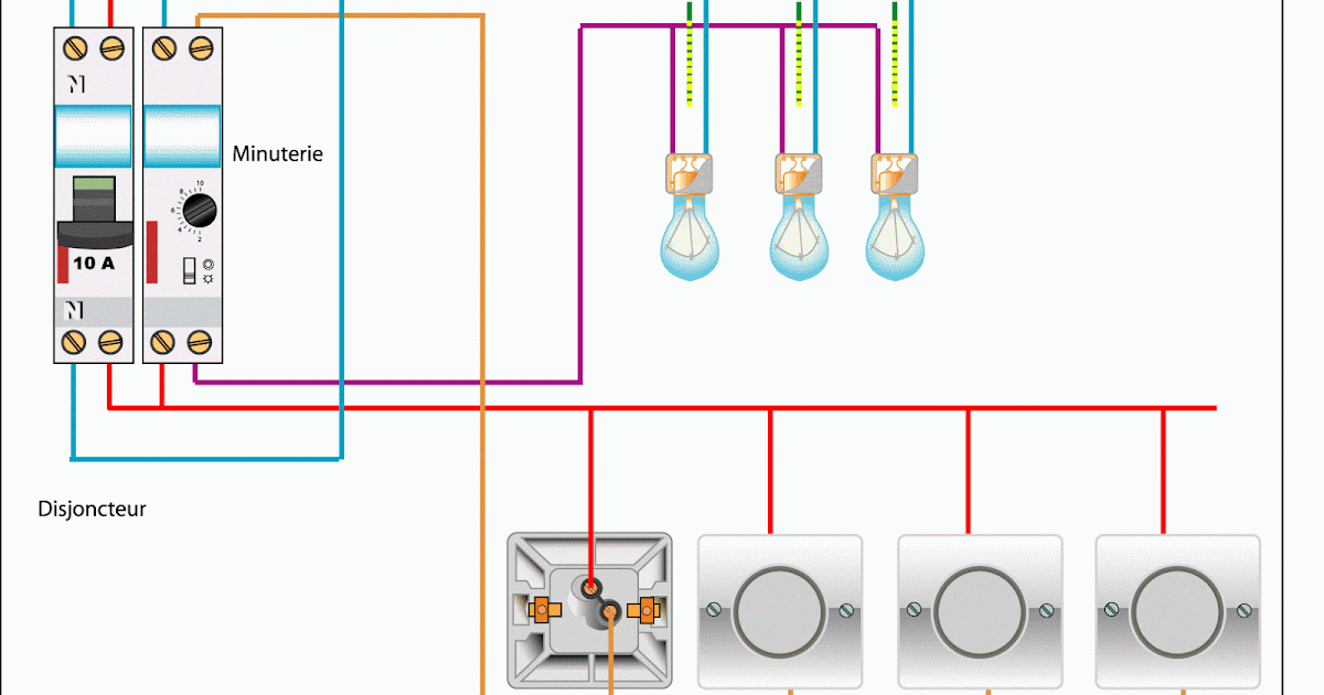 schémas électricité maison: schéma électrique de la minuterie