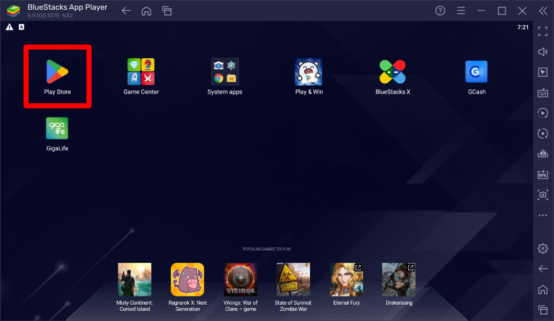 open play store inside bluestacks