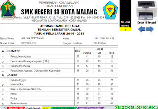 Raport Excel KTSP Kurikulum 2013