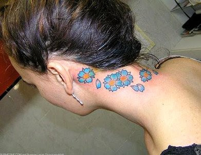 Beautiful flower tattoo designs on neck 3