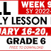 GRADE 6 DAILY LESSON LOG (Quarter 2: WEEK 9) JAN. 16-20, 2023