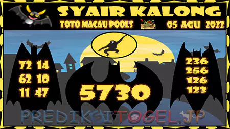 Prediksi Kalong Macau 3D Hari Ini JP 05 Agustus 2022