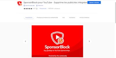 اضافة SponsorBlock  للتخلص من الاعلانات المزعجة على اليوتوب