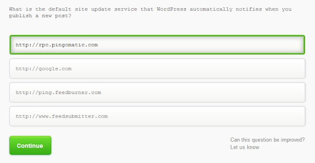 What is the default site update service that WordPress automatically notifies when you publish a new post ?