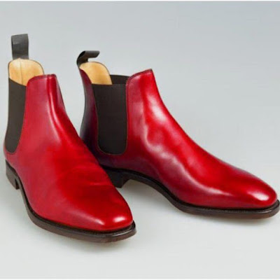 Buy Handmade Men Red Leather Chelsea Boots Online