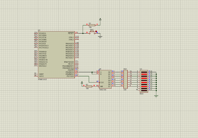 ATMega32 SPI Interfaces To SN74HC164 And LED
