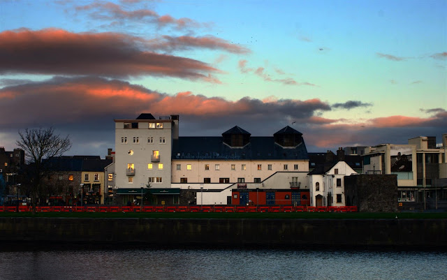 GALWAY CITY, Sunset, houses, Spanish Arch 