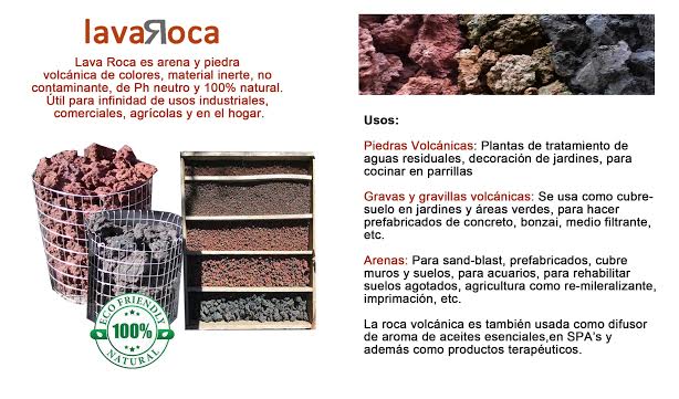 Arena, grava y piedra volcánica de colores Lava Roca: Usos de los productos  Lava Roca