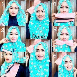 Cara Praktis Memakai Jilbab Dengan Hiasan Headband 