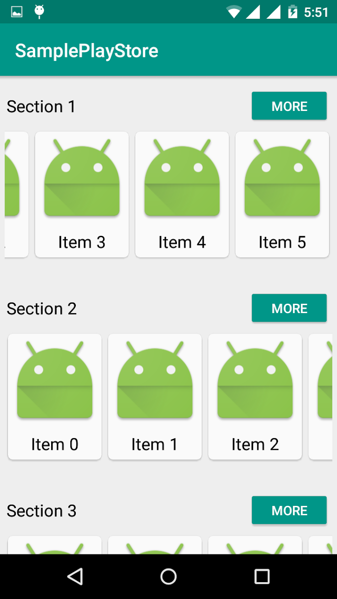 Horizontal RecyclerView in Vertical RecyclerView like Google Play Store