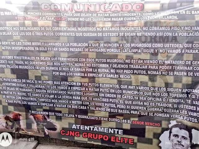 Ya salió el peine, en una Narcomanta de medio pelo, El CJNG  dice que ellos no se meten con inocentes.,, pero mataron a 2 traillaros en una balacera 