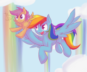 Rainbow Dash moved up on my favorite pony list because of this episode, so enjoy Rainbow Dash and Scoots.