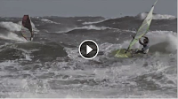 Surfing in Tasmania with strong storm 80 KM H