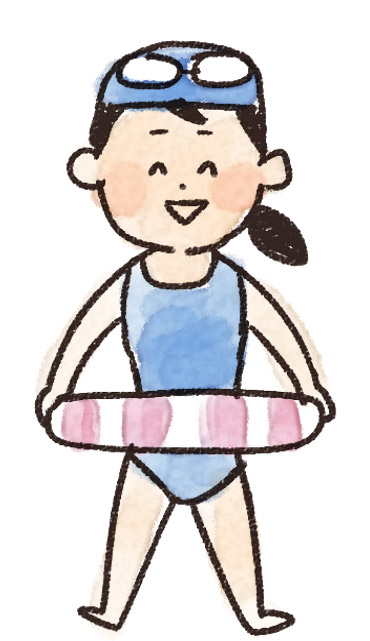 水泳のイラスト 浮き輪を持った女の子 ゆるかわいい無料イラスト素材集
