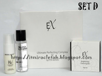  EX Ultra Perfecting Complex SF + HD Advanced Whitening Fluid + HD Glow Essence + Tab Soap 