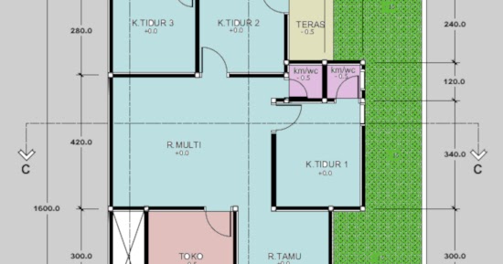 Denah rumah dan kos kosan modern minimalis 2 lantai ~ 1000 