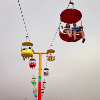 view of gondolas on Santa Cruz boardwalk