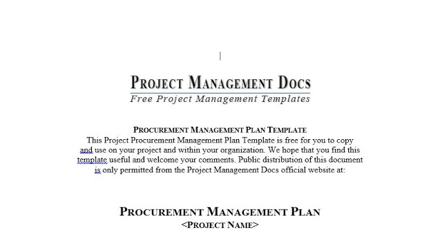 Procurement Management Plan Template in Word