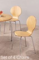 Set of 4 Lightweight & Stackable Natural Seat Muller Dining Chairs<br />