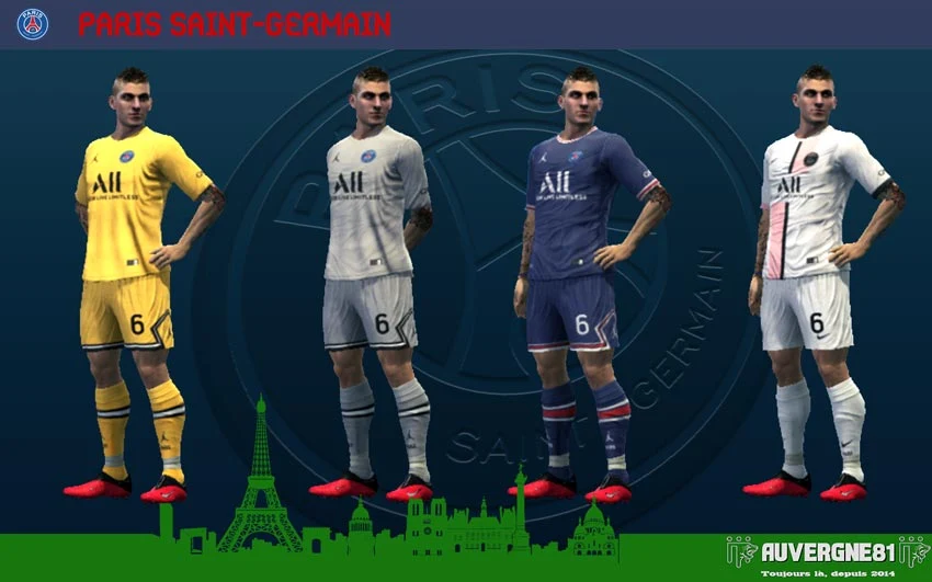 Kits Paris Saint-Germain 2021-2022 For PES 2013