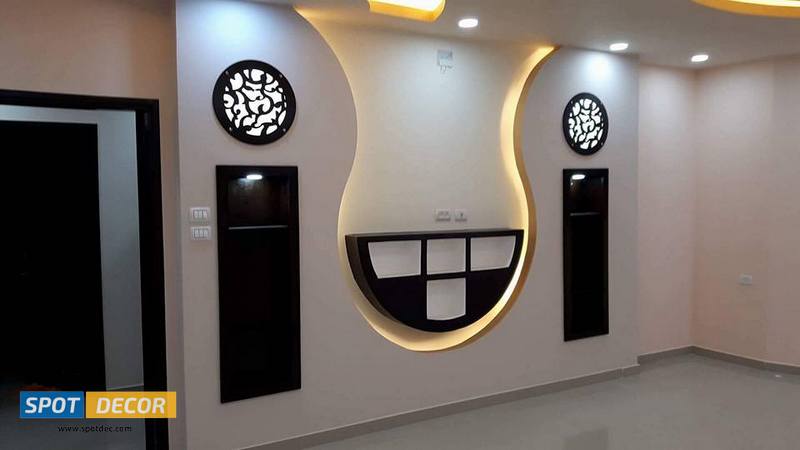 Tv Wall Decorations With Gypsum Board Cnc