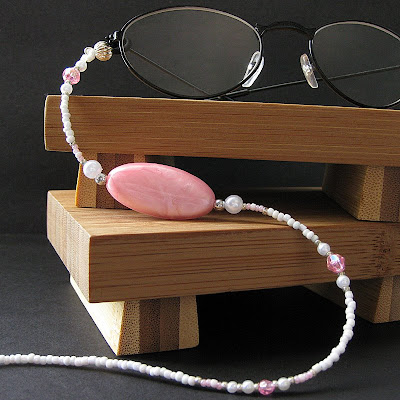 Candy Pink and White Pearl Eyeglasses Chain