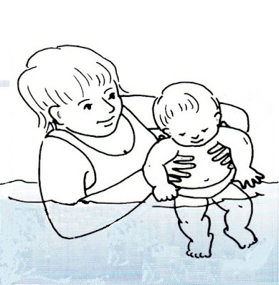 Image of Mother holding her baby in the water: Swimming Lesson For Toddlers & Babies