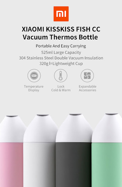 Xiaomi Kiss Kiss Fish CC Smart Bottle Stainless 525ml Multi- Function Water Bottle Measurable Temperature Display Vacuum Thermoses