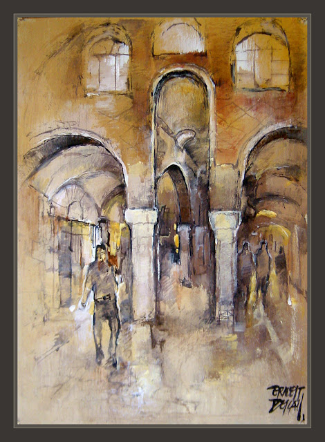 GRAN BAZAR-ESTAMBUL-TURQUIA-CUADROS-PINTURAS-ARQUITECTURA-ERNEST DESCALS-