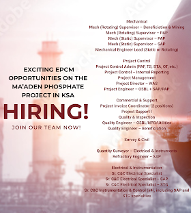  Exciting EPCM Opportunities on the Ma’aden Phosphate Project in KSA