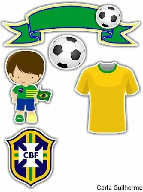 Brasil en la Copa del Mundo 2018: Toppers para Tartas, Tortas, Pasteles, Bizcochos o Cakes para Imprimir Gratis. 