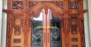 Gebyok Ukir Kaligrafi Desain Pintu Kaca Untuk Masjid 