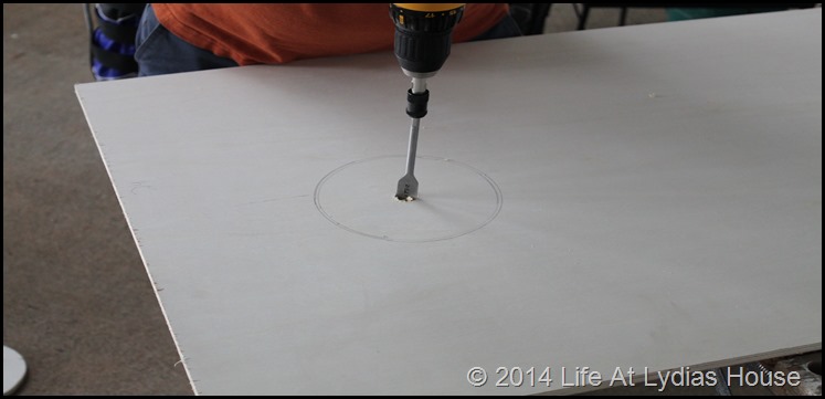 using a [addle bit to drill a starter hole