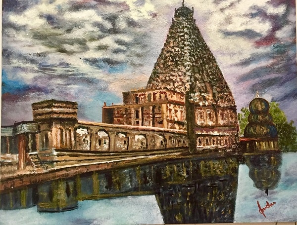 Acrylic-Painting-hindu-temple-brihadeeswarar