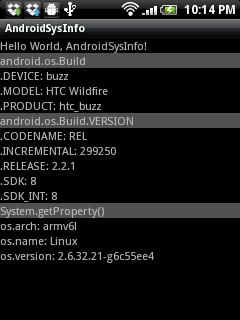 HTC Wildfire的系統信息(SysInfo)