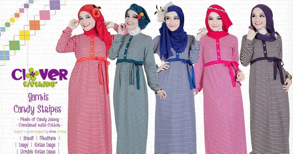 ... Online Model Terbaru 2017: Gamis Candy Stripy by Clover Clothing