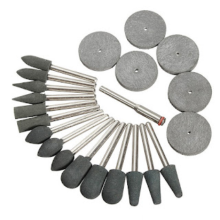 Rotary Polishing Rubber Tips Disk Fix Mandrel 1/8" Shank Jewelry Tool Kit 22pcs