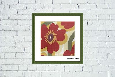 Red abstract flower cross stitch pattern