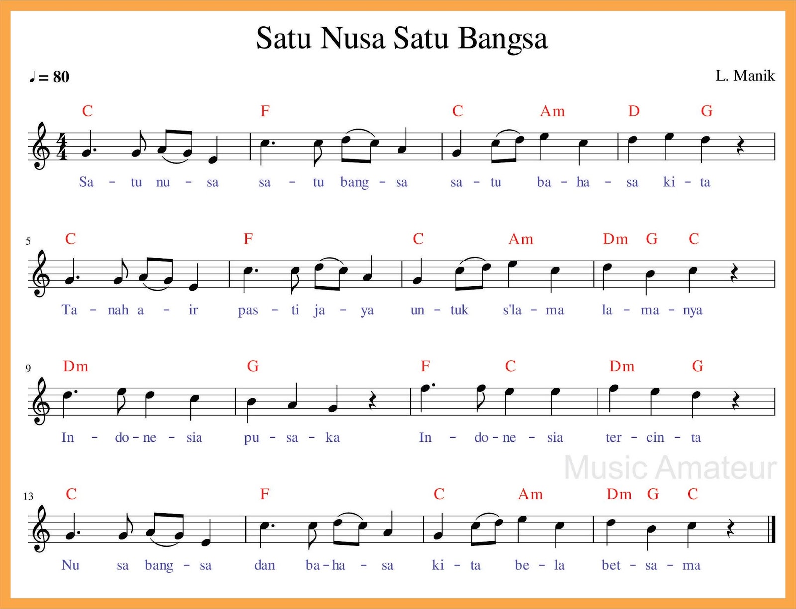 Not Angka Satu Nusa Satu Bangsa - SEPUTAR MUSIK