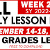 DAILY LESSON LOG (Quarter 2: WEEK 2) NOV. 14-18, 2022